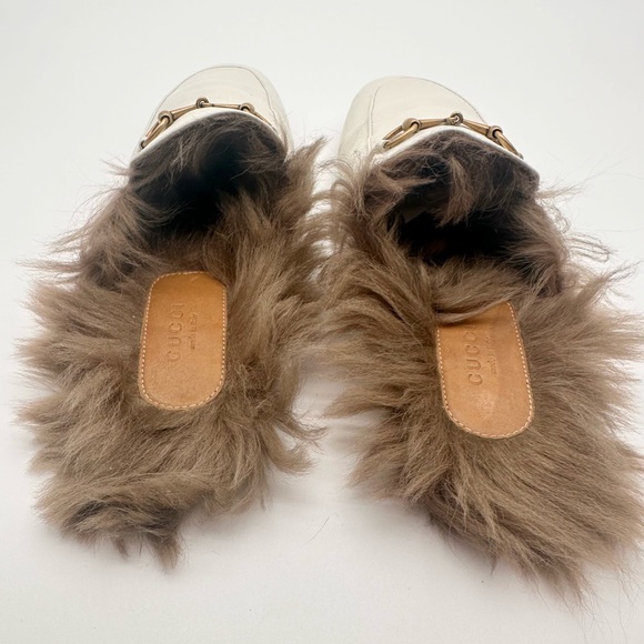 Gucci Princetown Fur Mule White Horsebit Slipper Shearling Loafer Flats EU38 US8 - Picture 8 of 9